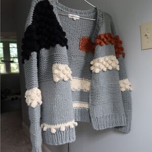 Simply Couture‎ Gray and Black Cardigan with Ribbed Hem